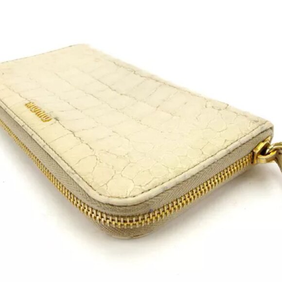 miumiu Wallet Purse Long Wallet Beige Gold Woman Authentic Used - Picture 3 of 6